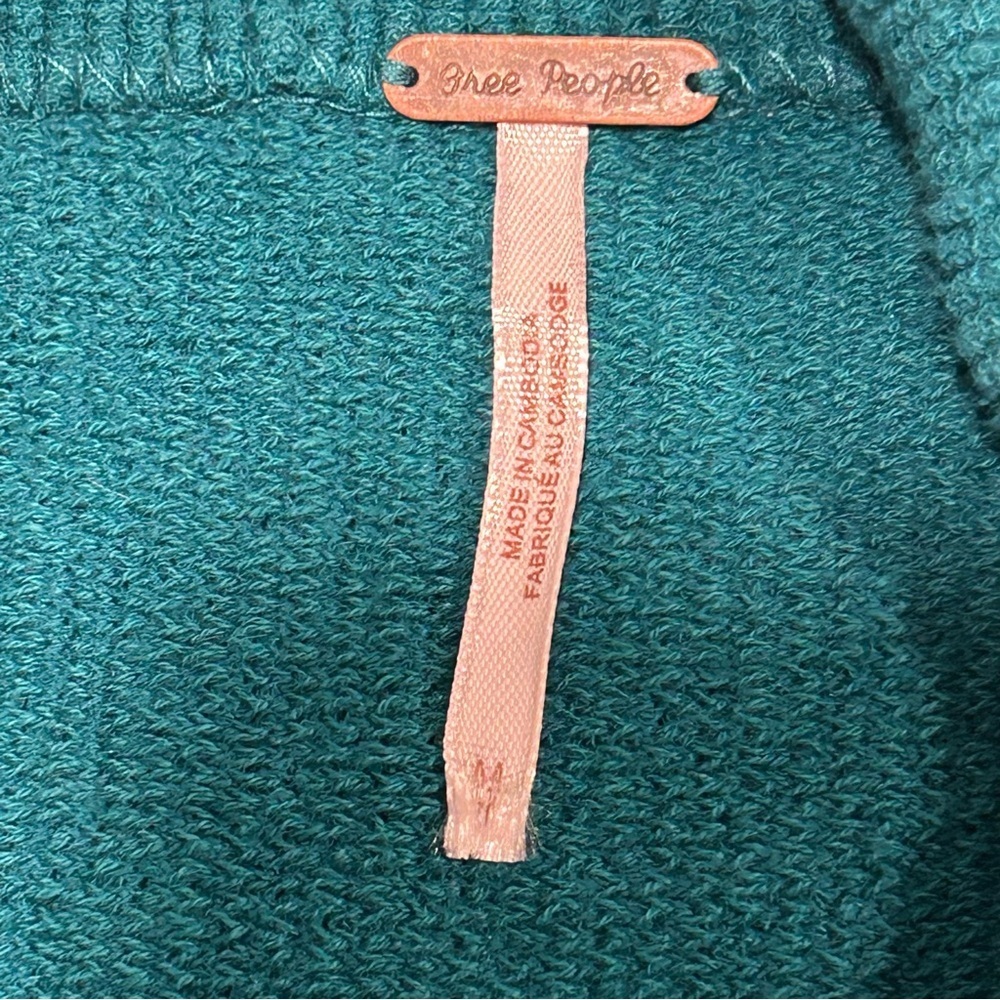 Free People Electric Teal Long Sleeve Ottoman Slouchy Ribbed Tunic Sweater Sz M - Picture 4 of 9
